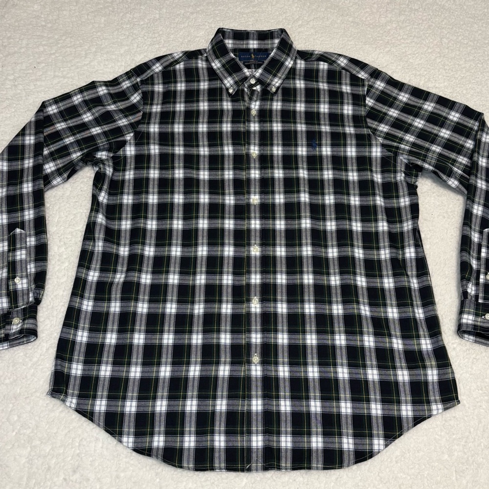 Polo Ralph Lauren Men Green Plaid Performance Flannel Shirt
